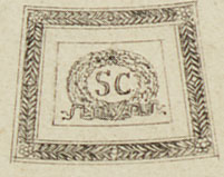 Caisson portant le monogramme SC du Sénat conservateur.