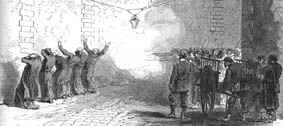 Exécution de Mgr Darboy et de quatre autres ecclésiastiques détenus à la prison de La Roquette