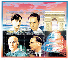 Bloc-feuillet de quatre timbres émis en 1996 par la république de Madagascar