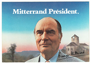 Carte postale autographe de la campagne électorale de 1981, signée François Mitterrand.